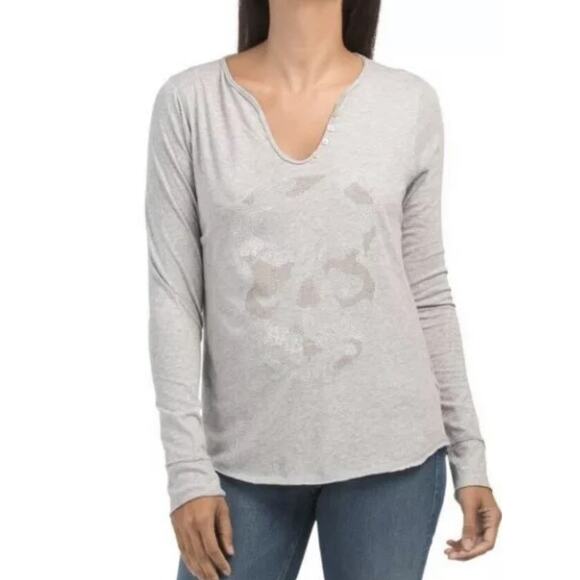 NWT Zadig & Voltaire Tunisien Camo Skull Long Sleeve Top - Picture 2 of 15